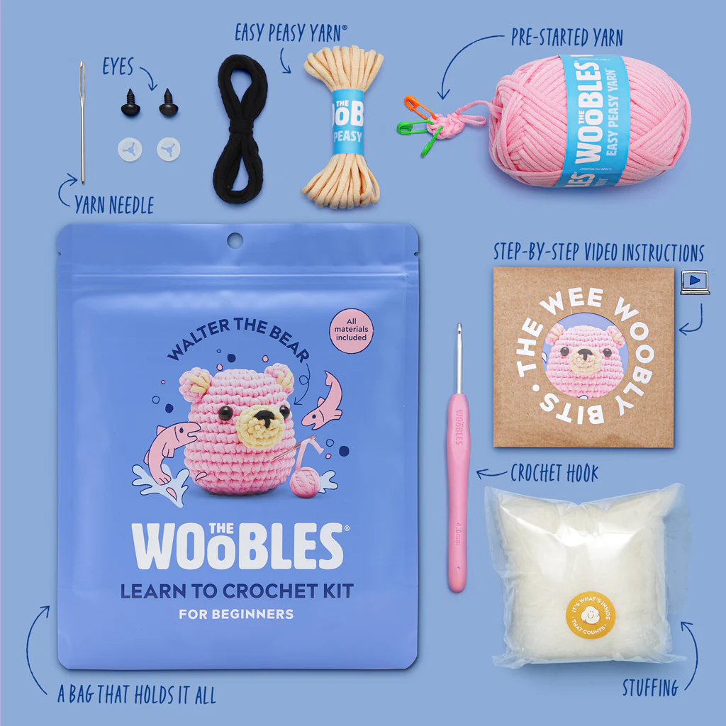 Walter the Bear Pink Crochet Kit - Image 2